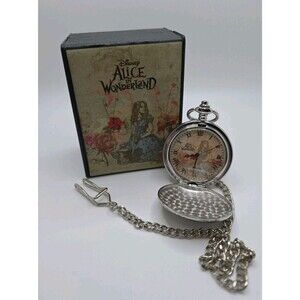 Vintage Disney Alice In Wonderland Tim Burton Pocketwatch Watch Limited Edition